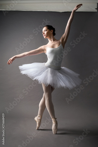 Fotografie, Obraz Young beautiful ballerina is posing in studio