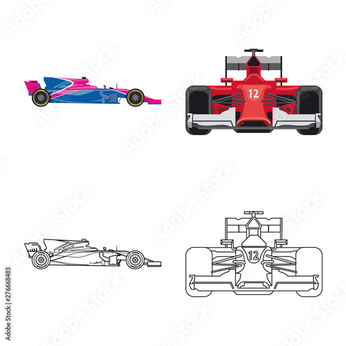 Vector design of car and rally sign. Collection of car and race vector icon for stock.
