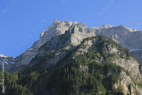 Peak of mount Glaernisch in early summer, Switzerland.