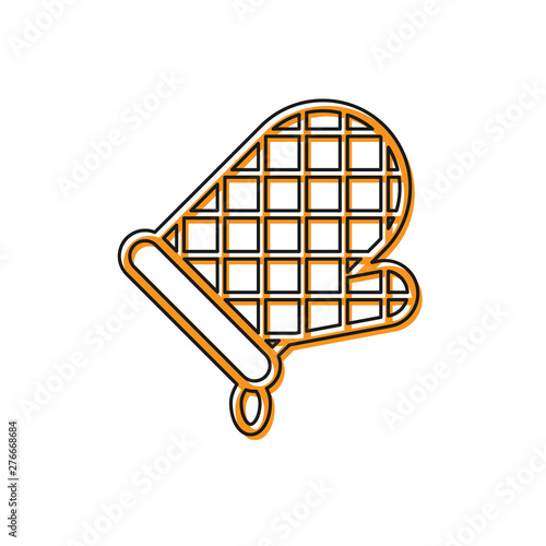 Orange Oven glove icon isolated on white background. Kitchen potholder sign. Cooking glove. Vector Illustration