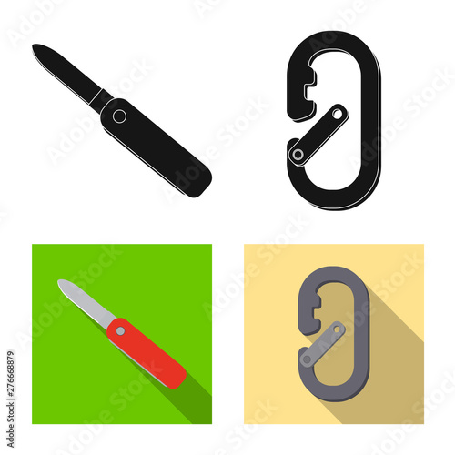 Isolated object of mountaineering and peak symbol. Set of mountaineering and camp stock symbol for web.