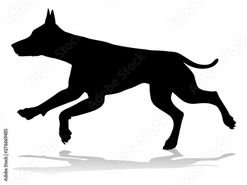 A detailed animal silhouette of a pet dog