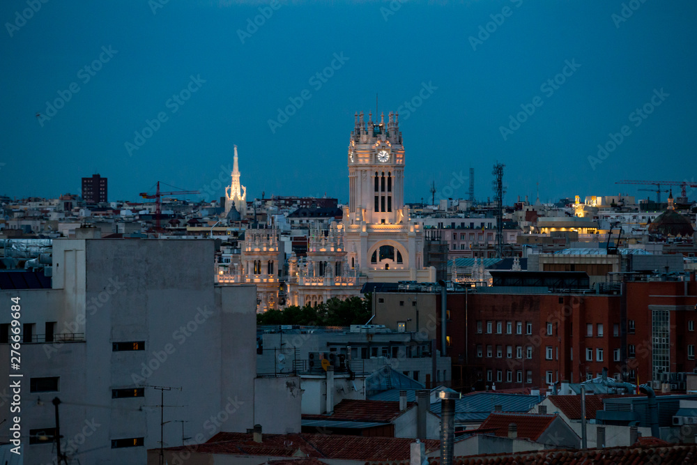 Madrid skyline during the evening