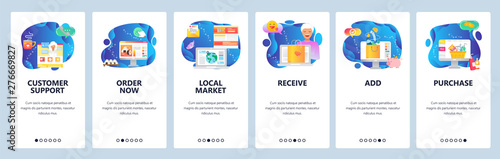 Website and mobile app onboarding screens vector template