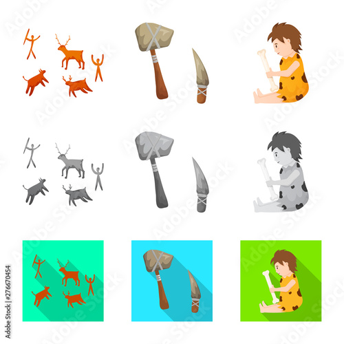 Vector illustration of evolution and neolithic logo. Set of evolution and primeval vector icon for stock.