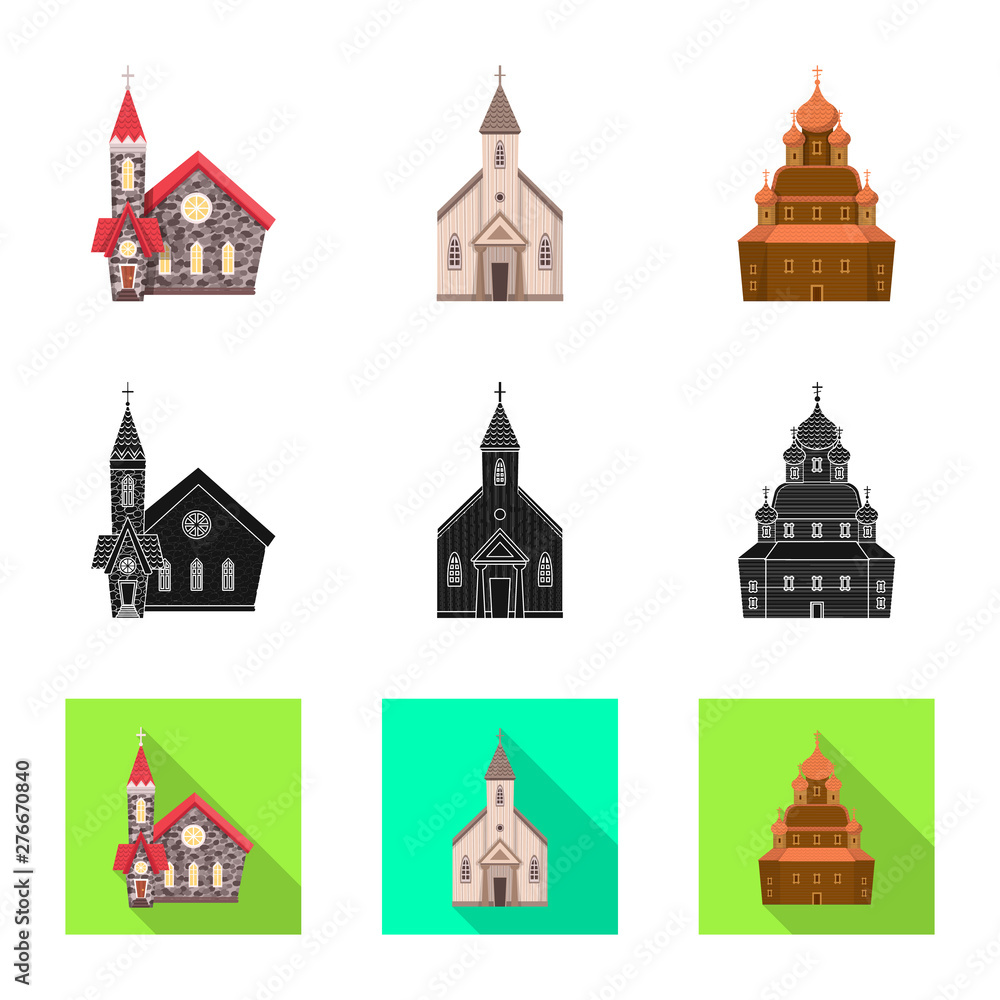 Fototapeta premium Isolated object of cult and temple icon. Collection of cult and parish stock vector illustration.