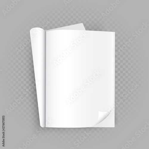 unfolded open book on gray background