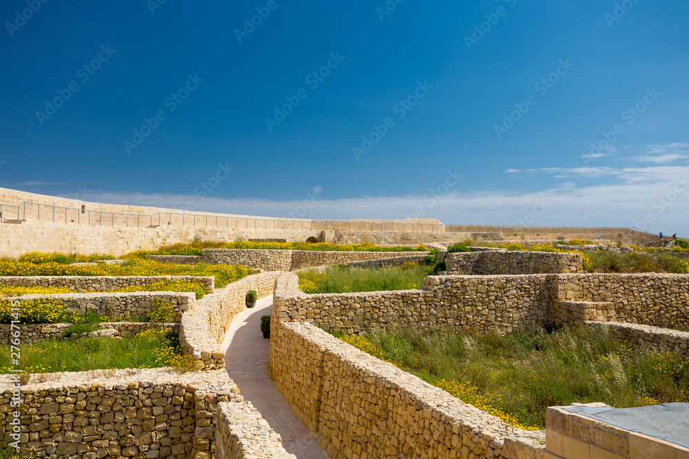 Gozo fortress in Malta, on a summer day