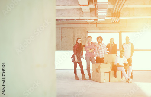 portrait of multiethnic business people with sunlight through the windows