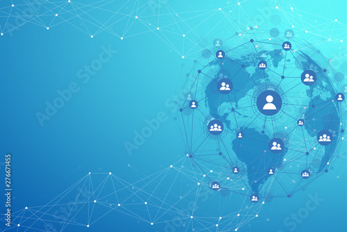 Global structure networking and data connection concept. Social network communication in the global computer networks. Internet technology. Business. Science. Vector illustration