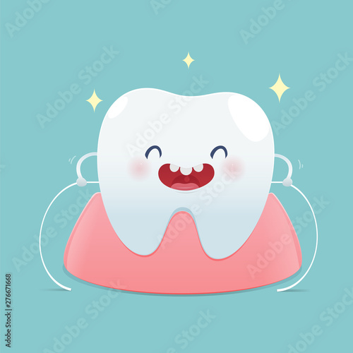 Brushing teeth flossing, Dental floss, illustration and vector design