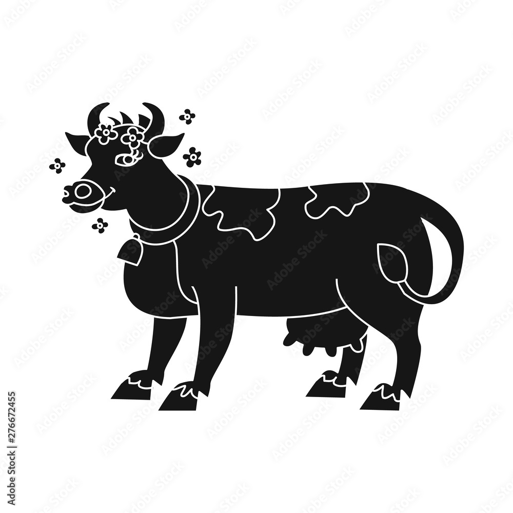 Isolated object of cow and milk icon. Set of cow and dairy stock vector illustration.