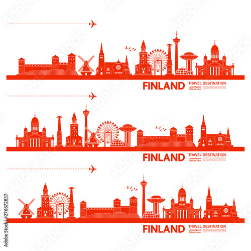 Finland travel destination grand vector illustration.