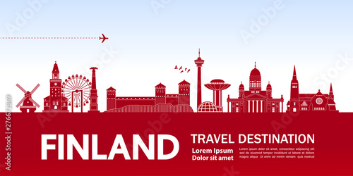 Finland travel destination grand vector illustration.
