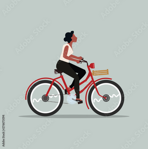 Wallpaper Mural woman riding a bicycle vector Torontodigital.ca