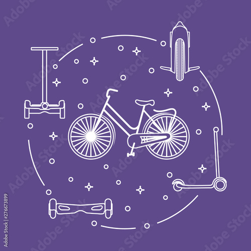Bike, segway, mono-wheel, scooter, gyroscooter.