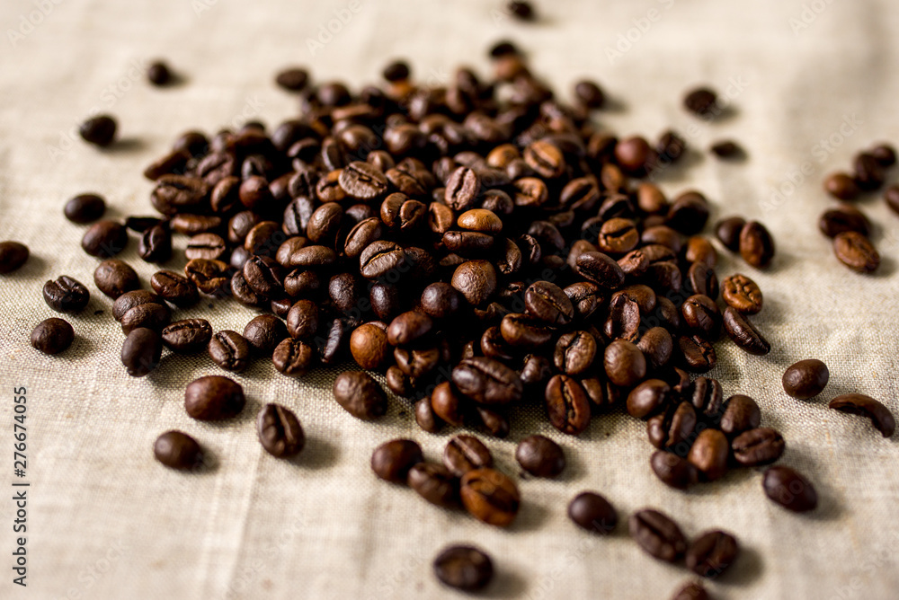 coffee beans on wooden background