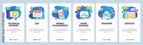Website and mobile app onboarding screens vector template