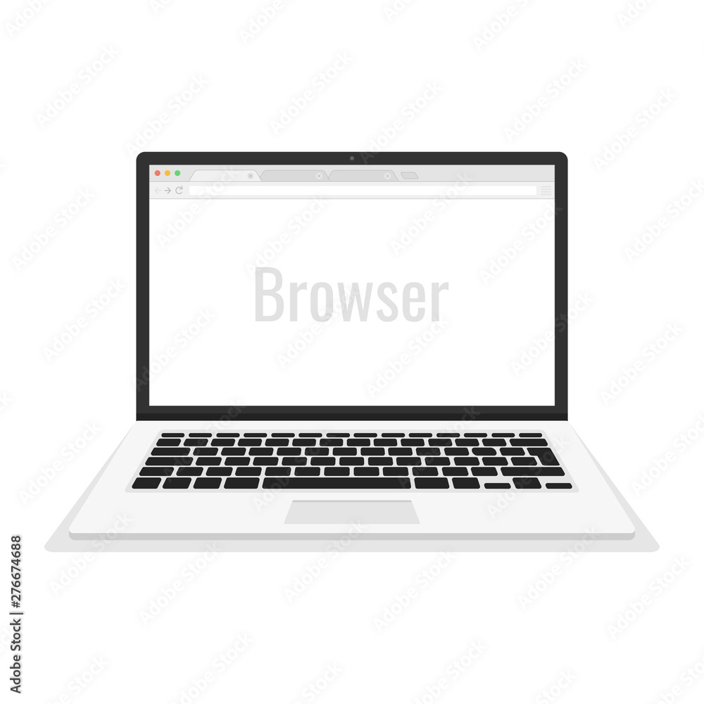 Laptop Isolated on background. Open blank browser. Vector illustration. Laptop Isolated on background. Open blank browser. Vector illustration.