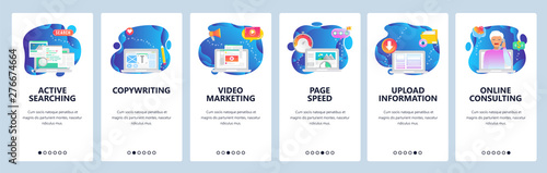 Website and mobile app onboarding screens vector template