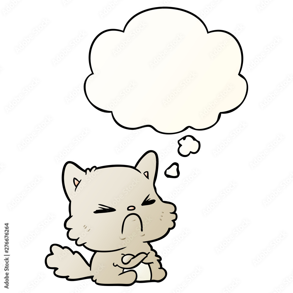 cartoon angry cat and thought bubble in smooth gradient style cartoon angry cat and thought bubble in smooth gradient style