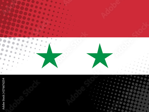 Vector image of the flag of Syria with a dot texture in the style of comics.