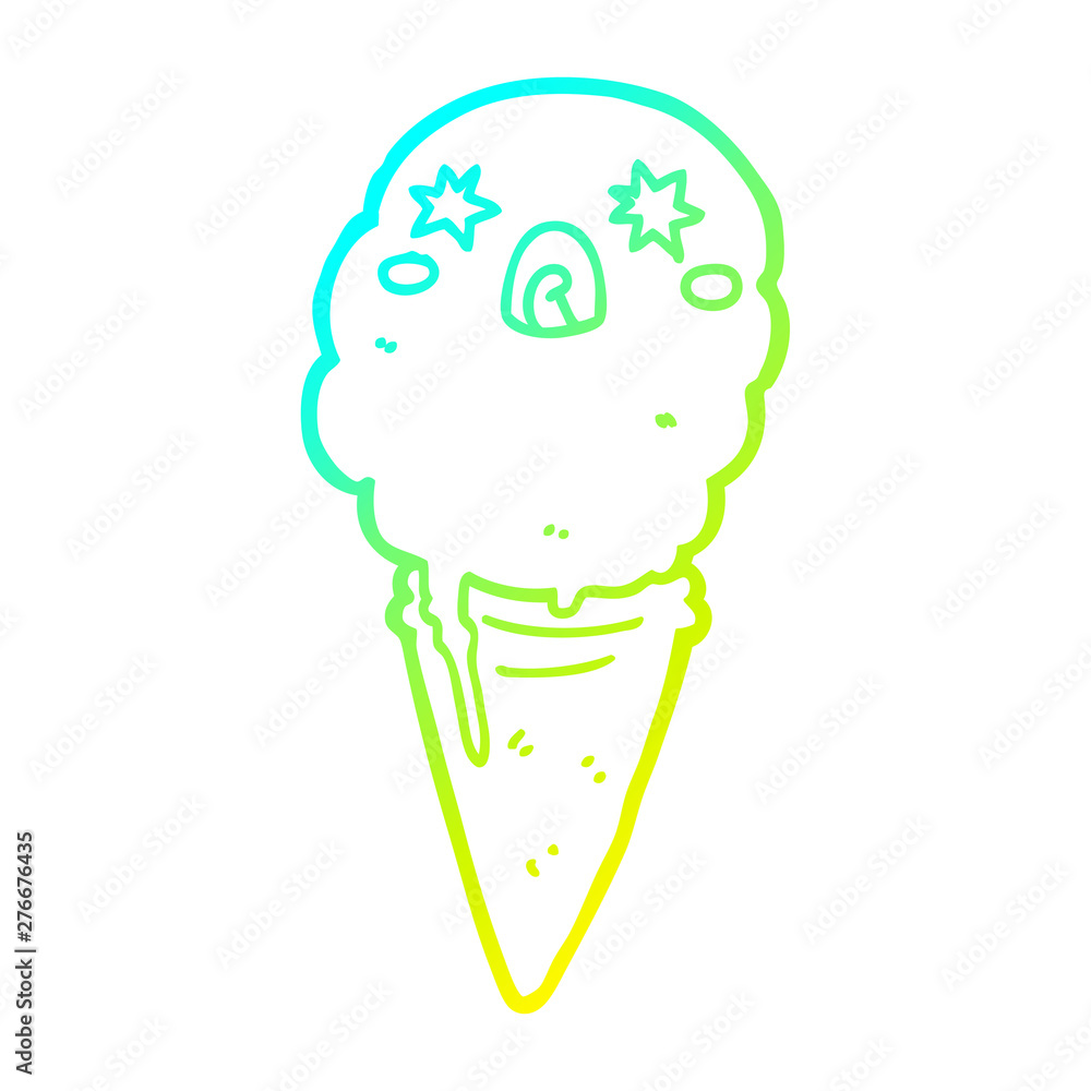 cold gradient line drawing cartoon shocked ice cream cold gradient line drawing cartoon shocked ice cream