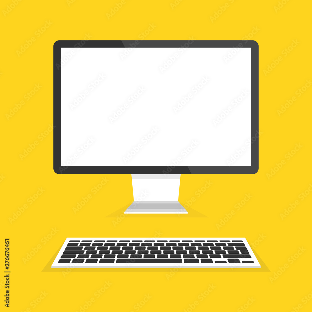 Modern flat screen computer monitor and keyboard. Vector illustration. Modern flat screen computer monitor and keyboard. Vector illustration.