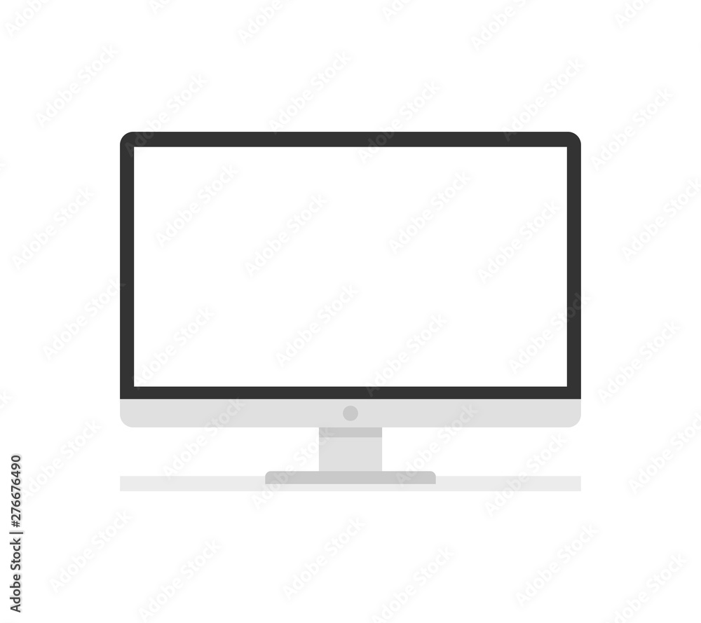 Modern flat screen computer monitor. Computer display isolated on white background. Vector illustration. Modern flat screen computer monitor. Computer display isolated on white background. Vector illustration.