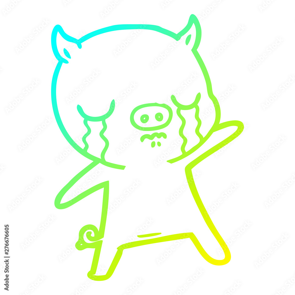 cold gradient line drawing cartoon pig crying cold gradient line drawing cartoon pig crying