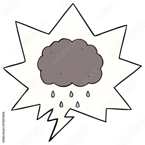 cartoon cloud raining and speech bubble