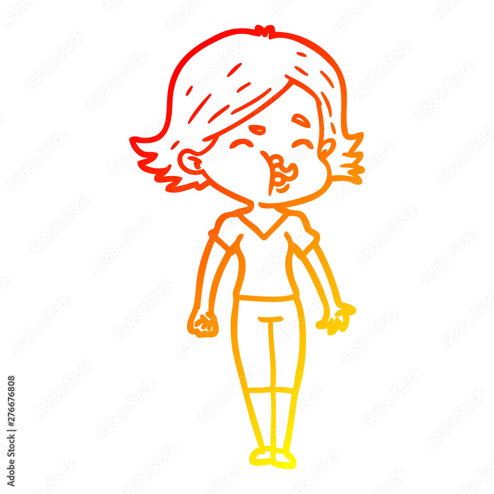 warm gradient line drawing cartoon girl pulling face warm gradient line drawing cartoon girl pulling face