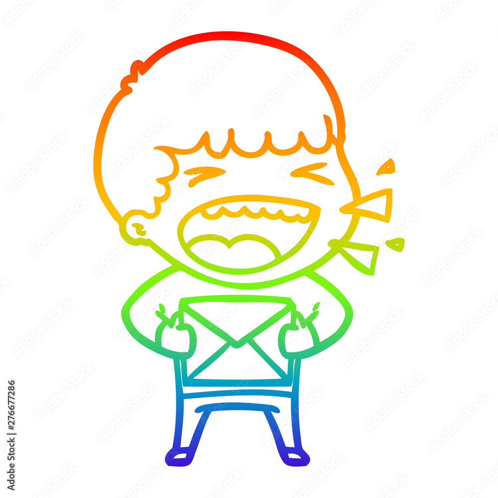 rainbow gradient line drawing cartoon laughing man rainbow gradient line drawing cartoon laughing man