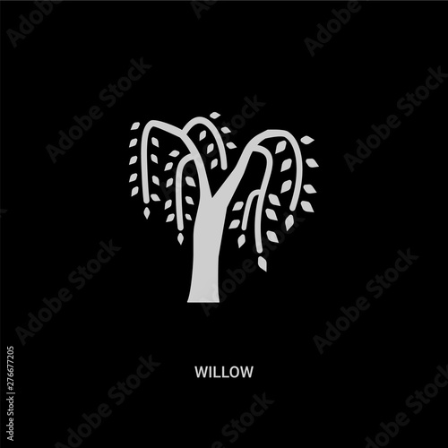 white willow vector icon on black background. modern flat willow from nature concept vector sign symbol can be use for web, mobile and logo.