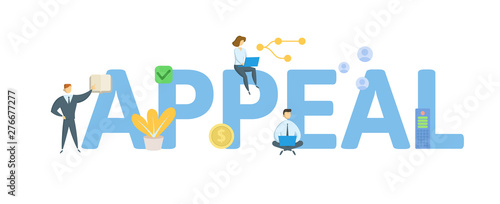 APPEAL. Concept with people, letters and icons. Flat vector illustration. Isolated on white background.