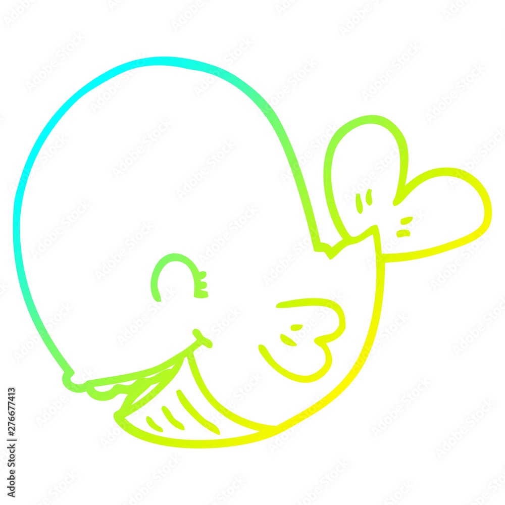 Fototapeta premium cold gradient line drawing cartoon whale