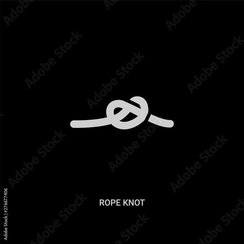 white rope knot vector icon on black background. modern flat rope knot from nautical concept vector sign symbol can be use for web, mobile and logo.