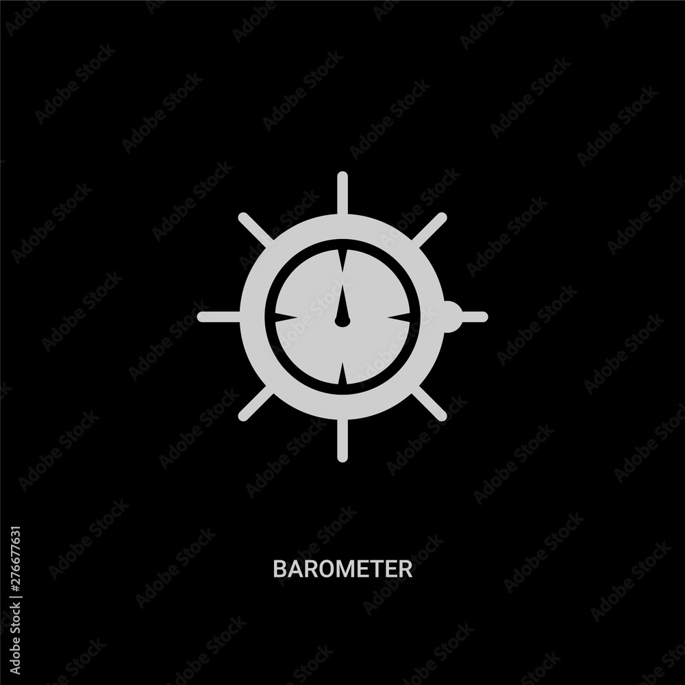 white barometer vector icon on black background. modern flat barometer from nautical concept vector sign symbol can be use for web, mobile and logo. white barometer vector icon on black background. modern flat barometer from nautical concept vector sign symbol can be use for web, mobile and logo.