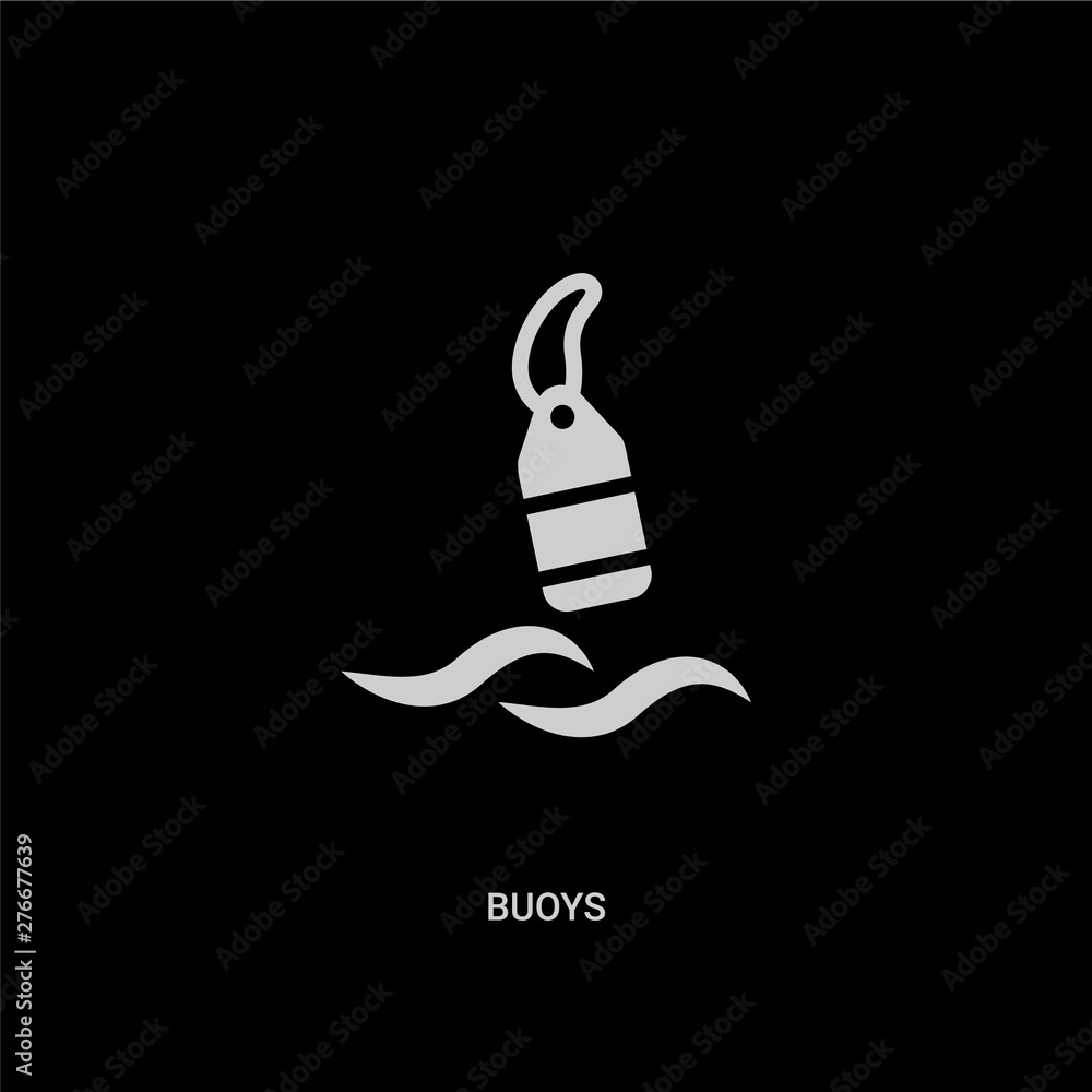 Fotografie white buoys vector icon on black background