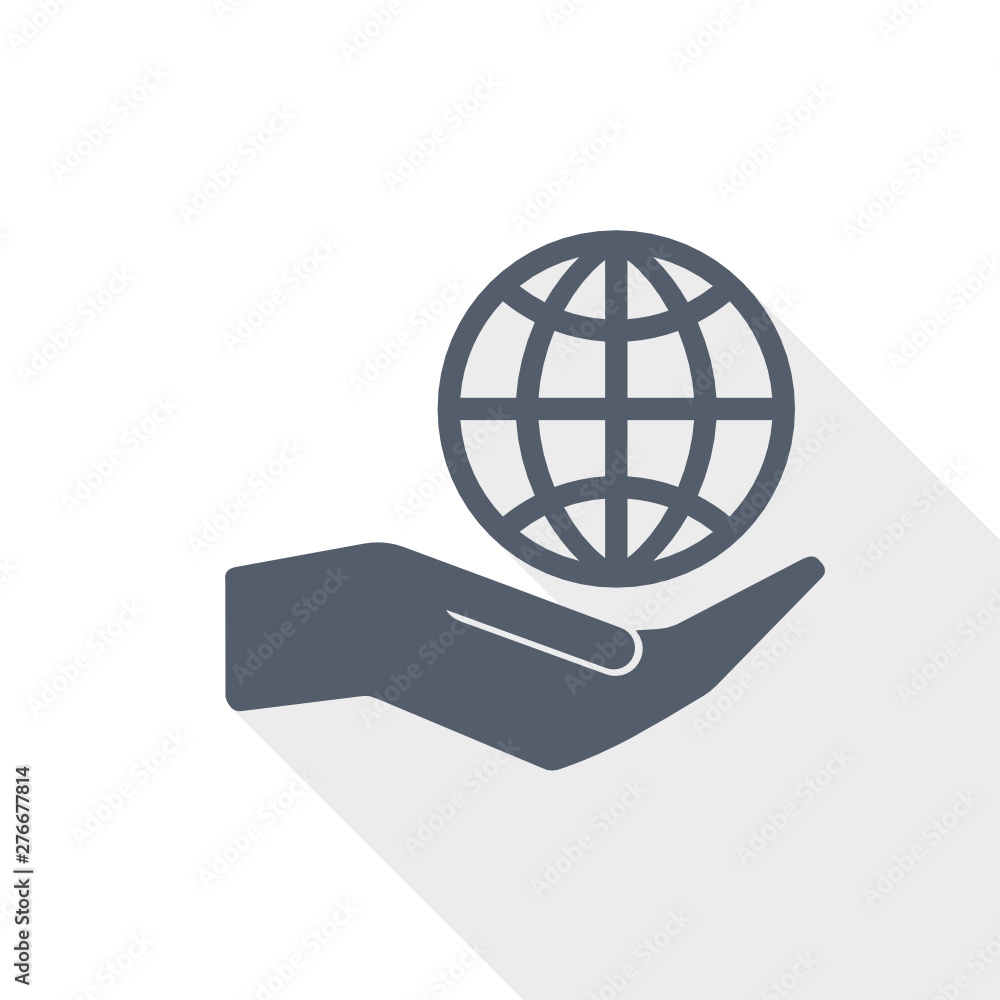 Hand protect the earth flat design vector icon Hand protect the earth flat design vector icon