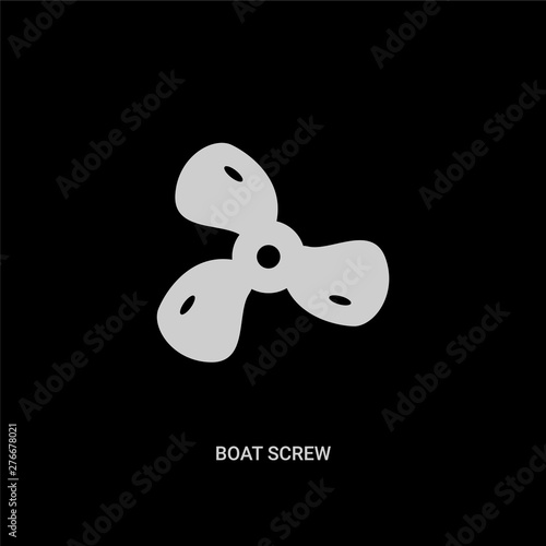 white boat screw vector icon on black background. modern flat boat screw from nautical concept vector sign symbol can be use for web, mobile and logo.