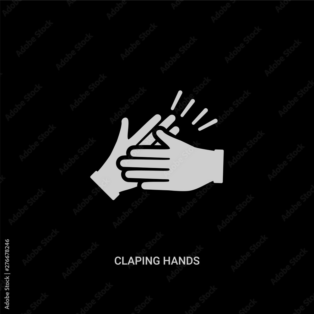 white claping hands vector icon on black background. modern flat claping hands from party concept vector sign symbol can be use for web, mobile and logo. white claping hands vector icon on black background. modern flat claping hands from party concept vector sign symbol can be use for web, mobile and logo.