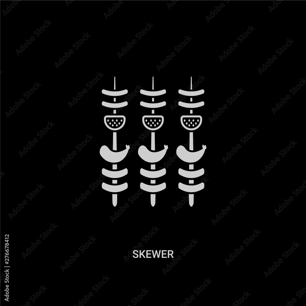 white skewer vector icon on black background. modern flat skewer from party concept vector sign symbol can be use for web, mobile and logo. white skewer vector icon on black background. modern flat skewer from party concept vector sign symbol can be use for web, mobile and logo.