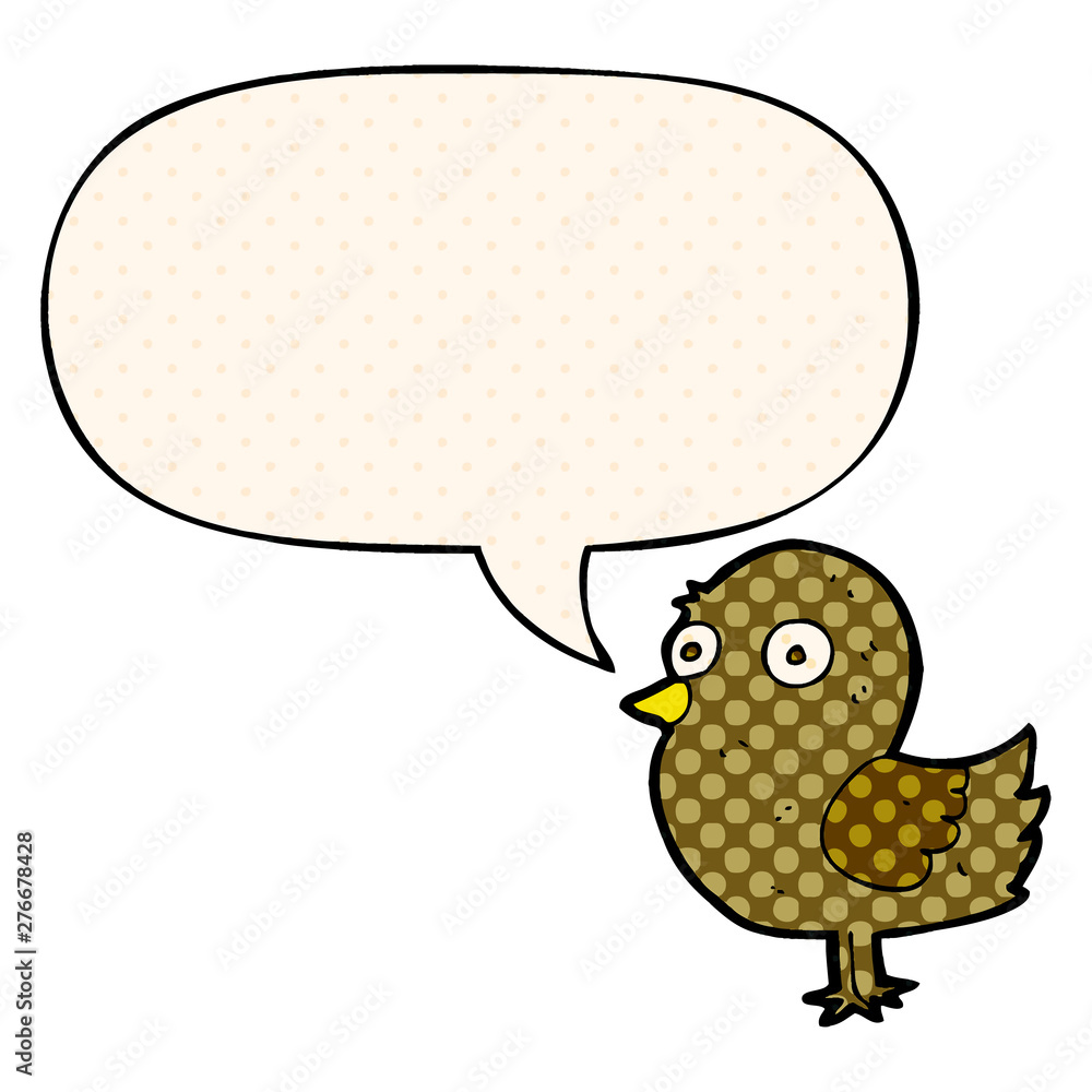 cartoon bird and speech bubble in comic book style cartoon bird and speech bubble in comic book style