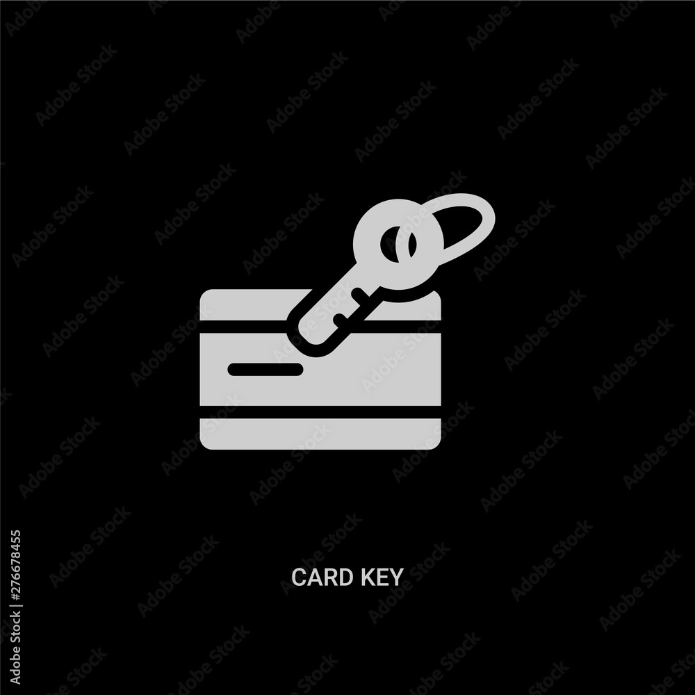 white card key vector icon on black background. modern flat card key from payment methods concept vector sign symbol can be use for web, mobile and logo. white card key vector icon on black background. modern flat card key from payment methods concept vector sign symbol can be use for web, mobile and logo.