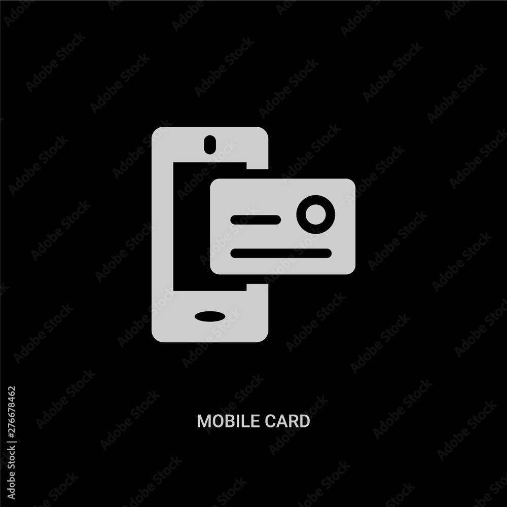 white mobile card vector icon on black background. modern flat mobile card from payment methods concept vector sign symbol can be use for web, mobile and logo. white mobile card vector icon on black background. modern flat mobile card from payment methods concept vector sign symbol can be use for web, mobile and logo.