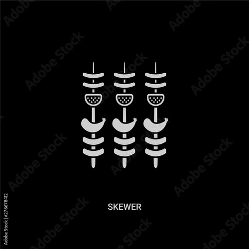 white skewer vector icon on black background. modern flat skewer from party concept vector sign symbol can be use for web, mobile and logo.