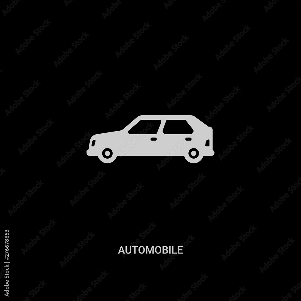 white automobile vector icon on black background. modern flat automobile from transportation concept vector sign symbol can be use for web, mobile and logo.