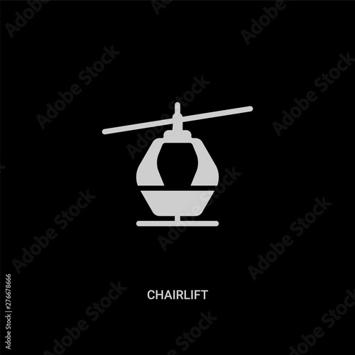 white chairlift vector icon on black background. modern flat chairlift from transportation concept vector sign symbol can be use for web, mobile and logo.