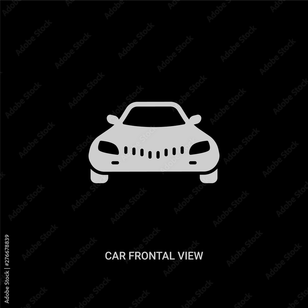 Obraz premium white car frontal view vector icon on black background. modern flat car frontal view from transportation concept vector sign symbol can be use for web, mobile and logo.